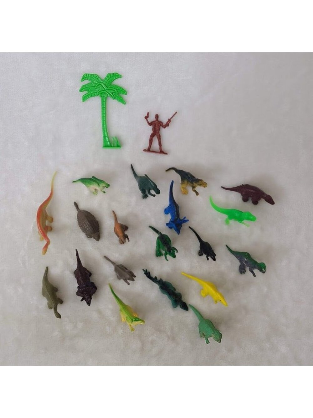 21 Pc Mini Dinosaur Figure Lot T Rex Triceratops Tree Soldier Toys - Picture 5 of 11